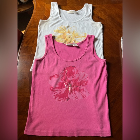 St. John's Bay Tops - Two tank tops. White and pink